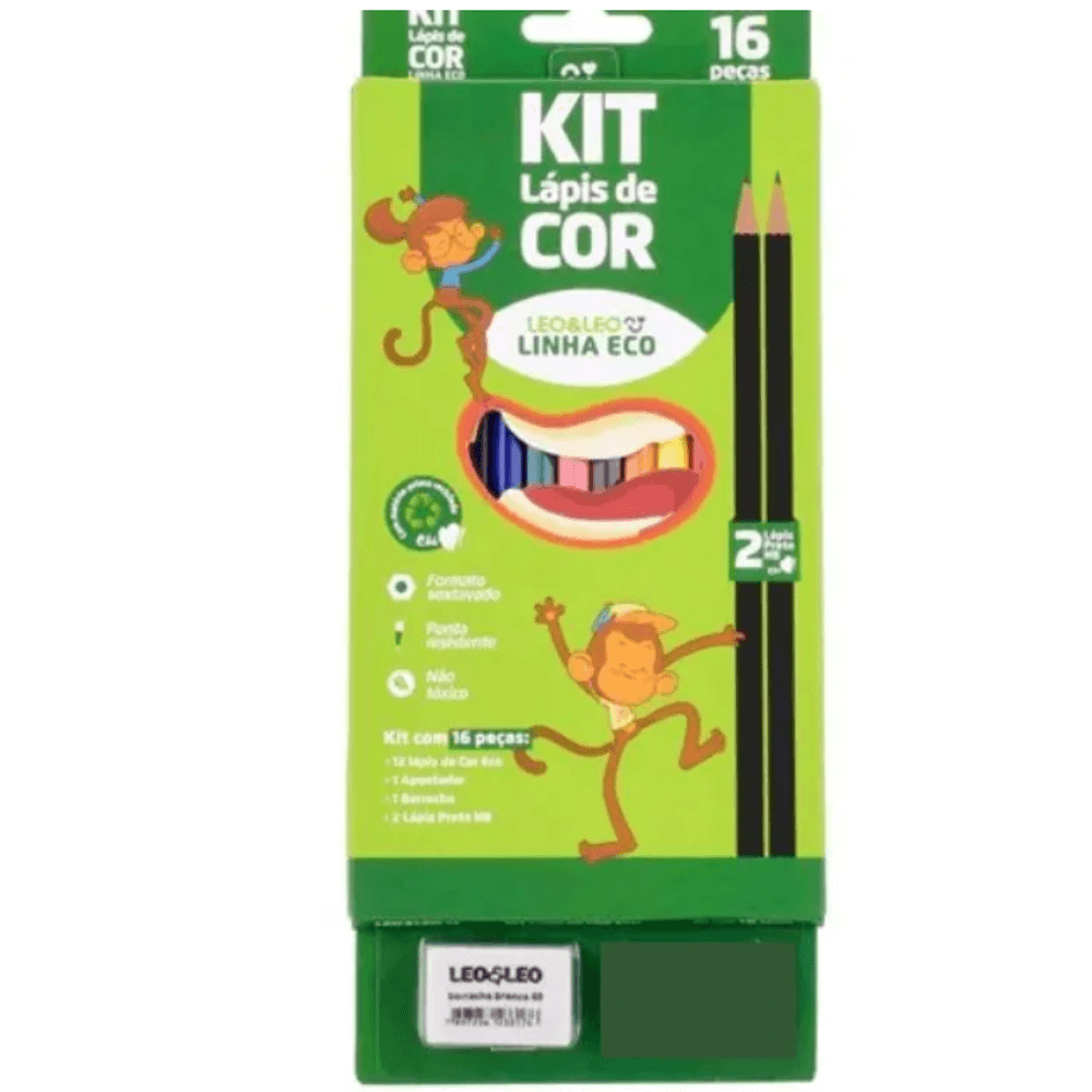 Kit Escolar Leo e Leo Ecológico mas 2 Lápis Preto 1 Apontador 1 Borracha.png